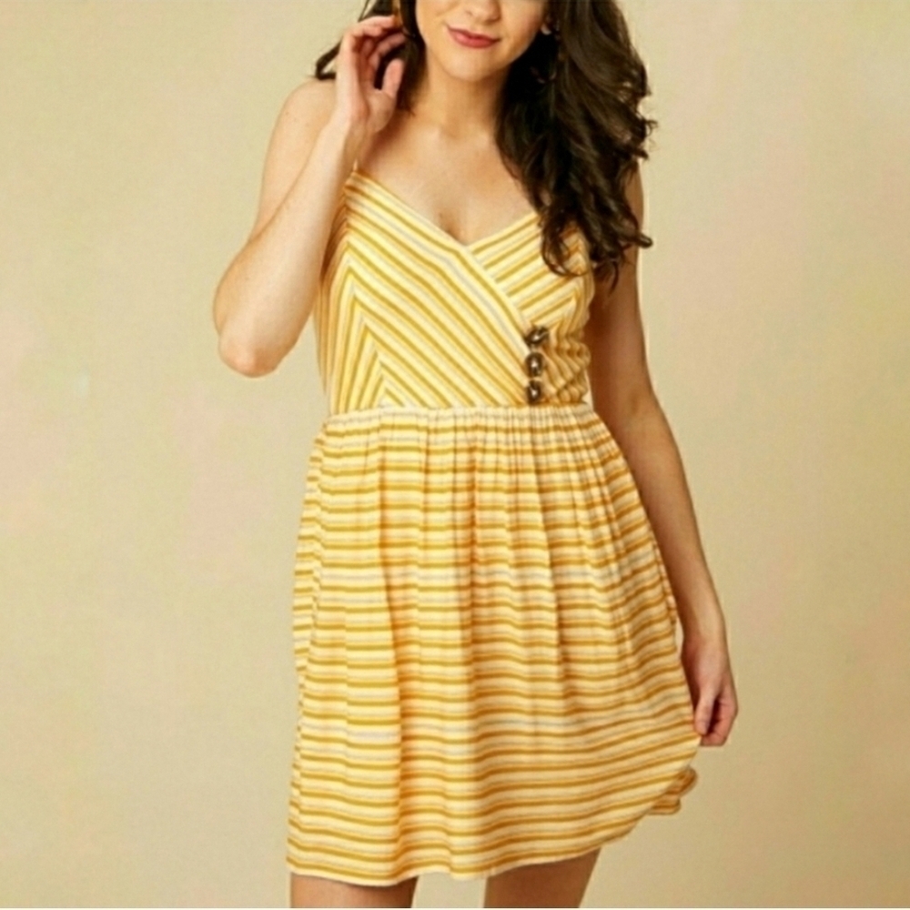 NWT Altar'd State Yellow Striped Mini Dress ~S